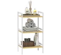 HOMCOM 3-Tier Bamboo Bathroom Storage Shelf with Adjustable Rack, Natural