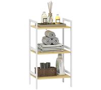 HOMCOM 3-Tier Bamboo Bathroom Storage Shelf with Adjustable Rack, Natural, Yellow
