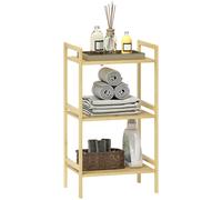HOMCOM 3-Tier Bamboo Bathroom Storage Shelf with Adjustable Rack - Natural - Natural wood finish | TJ Hughes