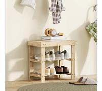 Homcom 3-Tier Bamboo Shoe Bench With 2 Shelves For Entryway, Wood Finish In Natural Natural
