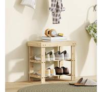 Homcom 3-Tier Bamboo Shoe Bench With 2 Shelves For Entryway, Wood Finish In Natural Natural
