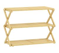 HOMCOM 3-Tier Bamboo Shoe Rack, No Assembly - Natural