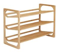 Homcom 3-Tier Bamboo Shoe Rack Storage Organiser With Slatted Shelves In Natural Natural