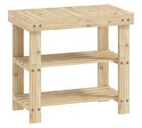 HOMCOM 3-Tier Bamboo Shoe Storage Bench - Nature Wood Finish