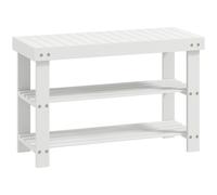 HOMCOM 3-Tier Bamboo Shoe Storage Bench - White
