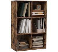 HOMCOM 3 Tier Bookshelf with 6 Open Storage Compartments Rustic Brown | Freestanding Modern Cube Bookcase, Display Storage Unit, for Living Room Bedroom Study