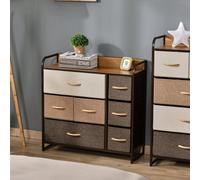 Homcom 3-Tier Fabric Bedroom Dresser With 7 Foldable Drawers, Multi-Colored In Brown Brown