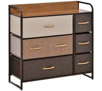 Homcom 3-Tier Fabric Bedroom Dresser With 7 Foldable Drawers, Multi-Colored In Brown Brown