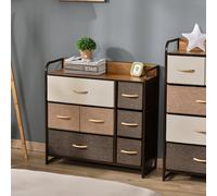 Homcom 3-Tier Fabric Bedroom Dresser With 7 Foldable Drawers, Multi-Colored In Brown Brown