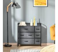 HOMCOM 3-Tier Fabric Bedroom Dresser with 7 Foldable Drawers, Grey - Grey