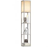 HOMCOM 3-Tier Floor Lamp, Bulb not Included, Oak | Modern Corner Standing Lamp with Shelves and Storage, Lampshade, Foot Switch for Living Room, Bedroom, Home Office