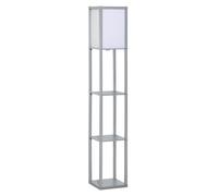 HOMCOM 3-Tier Floor Lamp, Floor Light w/ Storage Shelf, Reading Standing Lamp for Living Room, Bedroom, Office, Dorm, 160cm, Grey Aosom UK