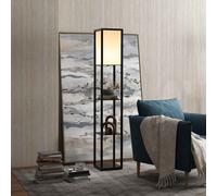 HOMCOM Floor Lamp Reading Lamp With 3 Tier Storage Shelf, Black