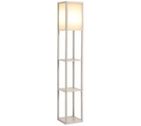 HOMCOM 3-Tier Floor Lamp, Floor Light with Storage Shelf, Reading Standing Lamp with Acrylic Shade for Living Room, Bedroom, Kitchen, Dining Room, Office, Dorm, 160cm, Oak