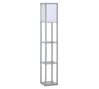 HOMCOM 3-Tier Floor Lamp with Shelves and Storage Bulb not Included Grey