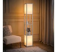 HOMCOM Shelf Floor Lamp with Dual Light, for Living Room, Bedroom in Light Grey HOMCOM Light Grey