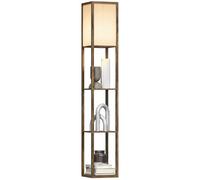 HOMCOM Floor Lamp Reading Lamp with 3-Tier Storage Shelf for Home Office in Brown HOMCOM Brown