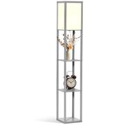 4-Tier Floor Lamp, Floor Light with Storage Shelf, Grey 3-Tier