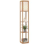 HOMCOM Floor Lamp with Shelves Tall Standing Lamp Single Light Natural