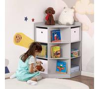 HOMCOM Kids Corner Storage Cabinet with 9 Compartments & 3 Drawers, Anti-Tip, 311-044GY