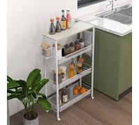 HOMCOM 3-Tier Kitchen Cart, Multifunction Kitchen Trolley on Wheels, White HOMCOM White