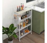 HOMCOM 3-Tier Kitchen Cart, Multifunction Kitchen Trolley on Wheels, White - White - 1 - Particleboard, steel