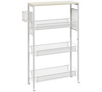 HOMCOM 3-Tier Kitchen Cart with 3 Steel Wire Baskets - White