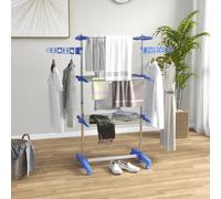 HOMCOM 3-Tier Large Clothes Airer Stainless Steel Clothes Drying Rack Blue