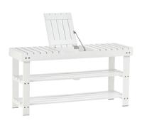 MDF Hidden Storage Slatted Shoe Rack White - Home Living | TJ Hughes
