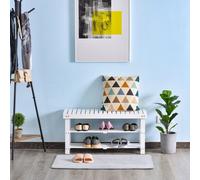 Homcom 3-Tier Open Shoe Rack Hidden Storage Wood Frame Wide Shelves White