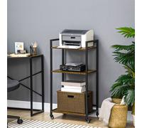 Homcom 3-Tier Printer Stand Rolling Trolley With Adjustable Shelves In Brown