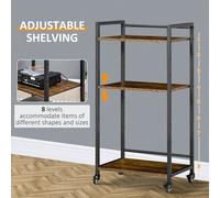 HOMCOM 3-Tier Printer Stand, Utility Cart, Rolling Trolley with Adjustable Shelv