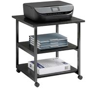 HOMCOM 3-Tier Printer Stand with Storage Shelf, Mobile, 50x50x52.5cm, Black