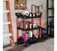 HOMCOM 3-Tier Rolling Tool Cart, Tool Trolley on Wheels for Garage, Black