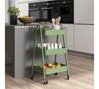 Homcom 3-Tier Rolling Utility Cart Kitchen Storage Trolley On Wheels Green