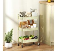 HOMCOM 3 Tier Rolling Utility Cart with 3 Mesh Basket, Black - Green - 45L x 30.6W x 79H cm - 1