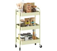Homcom 3 Tier Rolling Utility Cart With 3 Mesh Basket, Green Green