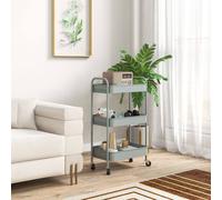 Homcom 3 Tier Rolling Utility Cart With 3 Mesh Basket In Light Blue Light Blue