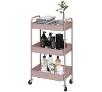 HOMCOM 3-TierPink Rolling Utility Cart