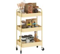 Homcom 3 Tier Rolling Utility Cart With 3 Mesh Basket, Yellow