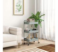 Homcom 3 Tier Rolling Utility Cart With 3 Mesh Basket, Light Blue