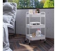 Homcom 3 Tier Rolling Utility Cart With 3 Mesh Basket, White