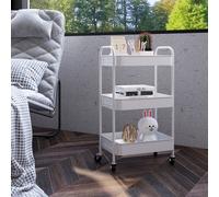 HOMCOM 3 Tier Rolling Utility Cart with 3 Mesh Basket, White