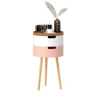 HOMCOM 3-Tier Round Side Table with Storage, Wood Legs, Multicolour