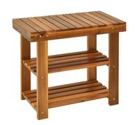 Acacia Wood Shoe Bench 3-Tier Shoe Storage Rack Hallway Organizer Shelf - TJ Hughes