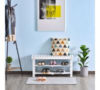 HOMCOM 3 Tier Shoe Rack Hidden Storage Wood Frame Slatted Shelves in White HOMCOM White