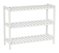 HOMCOM 3-Tier Shoe Rack Wood Frame Open Storage 70L x 26W x 57.5H cm White