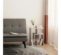 HOMCOM 3-Tier Side End Table Open Shelves Storage Magazine Desk Grey - Grey