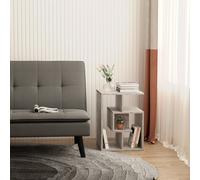HOMCOM 3 Tier Side End Table Open Compartment Shelves Cement Grey, Grey