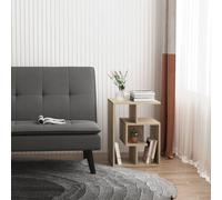 HOMCOM 3-Tier Side End Table Open Shelves Storage Magazine Desk Grey - Oak